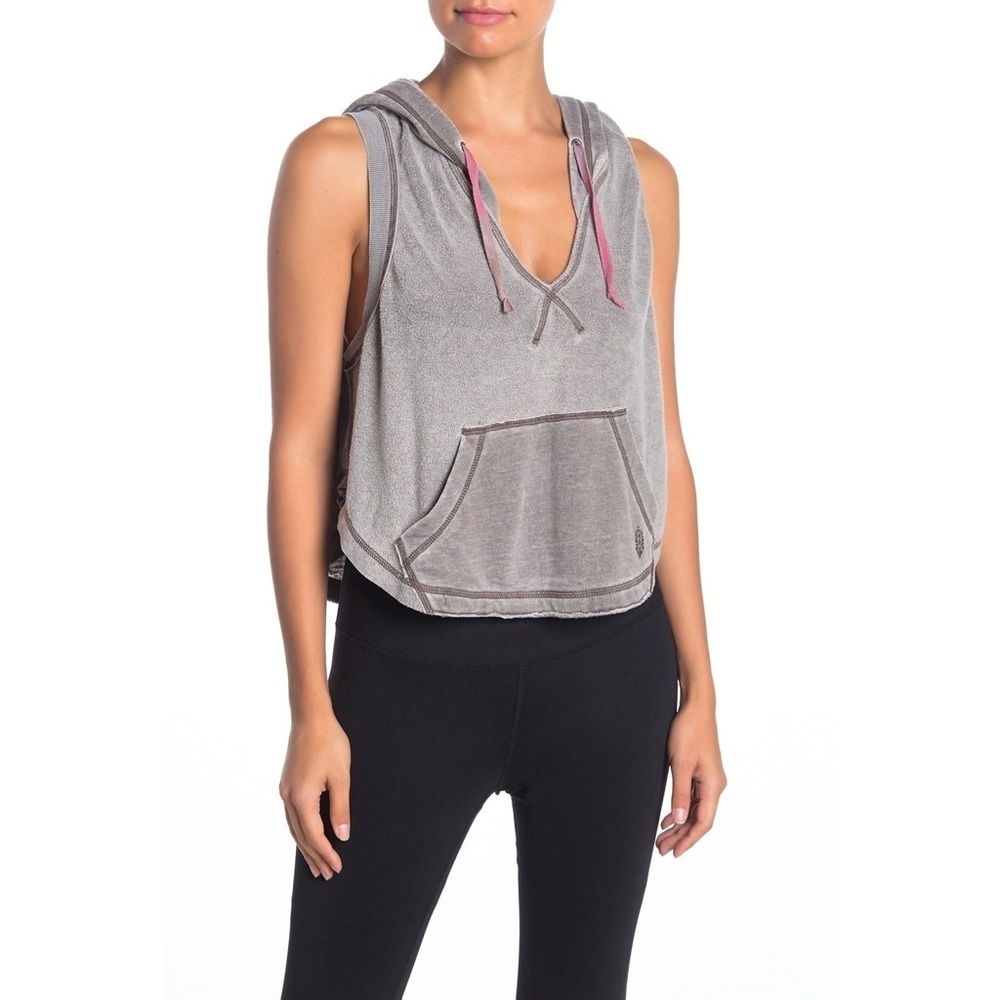 [Free People] Gray Meadowbrook Sleeveless Hoodie